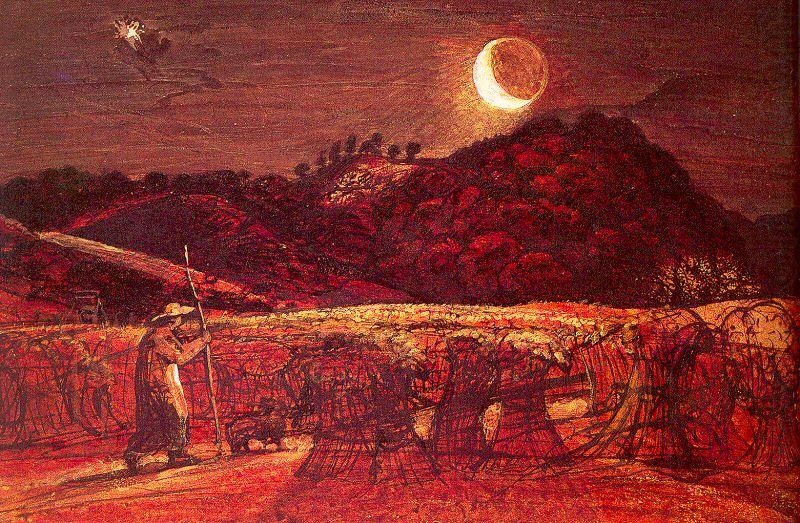 Palmer, Samuel Cornfield by Moonlight china oil painting image